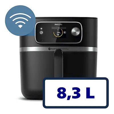 Frytkownica beztłuszczowa Air fryer PHILIPS Ovi Smart 2.0 HD9880/90 8.3L z aplikacją i termometrem Czarny