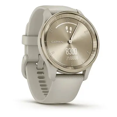 Smartwatch GARMIN Vivomove Trend Kremowozłoty 40mm 010-02665-02 z silikonowym paskiem w kolorze beżowym