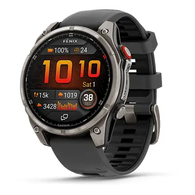 Smartwatch GARMIN fenix 8 Pro 47 mm Amoled Sapphire Tytanowy z paskiem silikonowym w kolorze czarno-szarym 010-03198-11