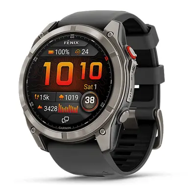Smartwatch GARMIN fenix 8 Pro 51 mm Amoled Sapphire Tytanowy z paskiem silikonowym w kolorze czarno-szarym 010-03199-11