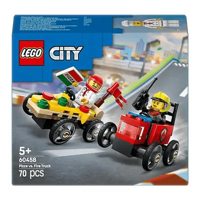 Klocki LEGO City Zestaw wyścigówek: pizza kontra wóz strażacki 60458