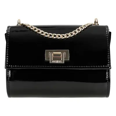 Elegancka Czarna Lakierowana Torebka Ze Złotymi Elementami