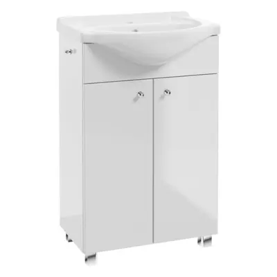 Szafka z umywalką Pat 55 cm biały połysk