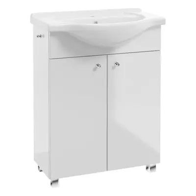 Szafka z umywalką Pat 65 cm biały połysk