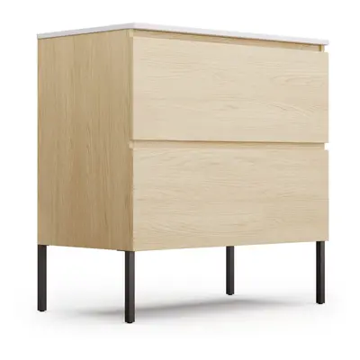 Blumfeldt Johnstone, szafka łazienkowa, z umywalką ceramiczną, 80 cm, funkcja cichego domykania (soft close)