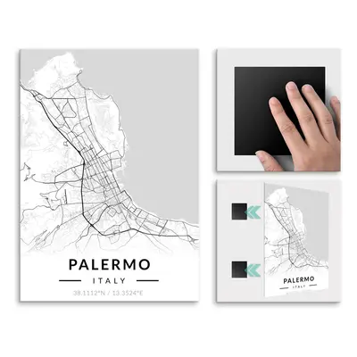 Plakat metalowy Mapa B&W Palermo L