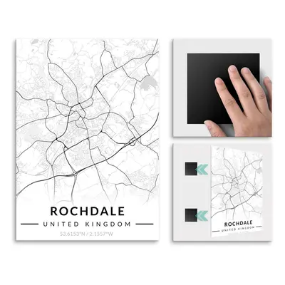 Plakat metalowy Mapa B&W Rochdale L