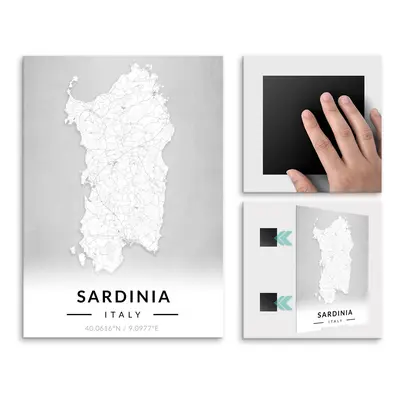 Plakat metalowy Mapa B&W Sardynia M