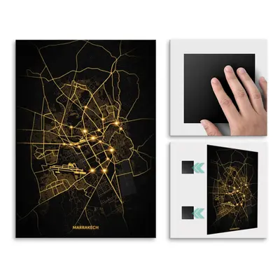 Plakat metalowy Mapa City Lights Marakesz M