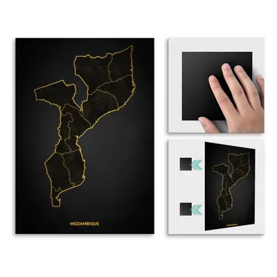 Plakat metalowy Mapa City Lights Mozambik L