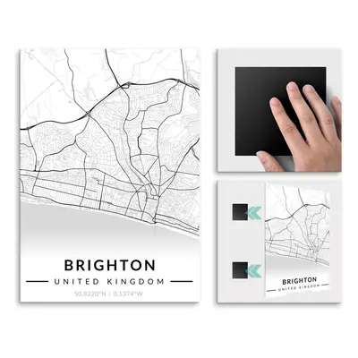 Plakat metalowy Mapa B&W Brighton L