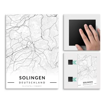 Plakat metalowy Mapa B&W Solingen L