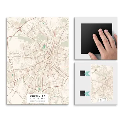 Plakat metalowy Mapa Vintage Chemnitz L