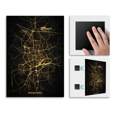 Plakat metalowy Mapa Night Lights Braunschweig L