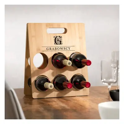 Drewniany stojak na wino z nadrukiem na prezent dla pary na ślub rocznice parapetówkę