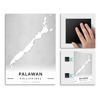 Plakat metalowy Mapa B&W Palawan L