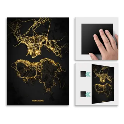 Plakat metalowy Mapa City Lights Hongkong L