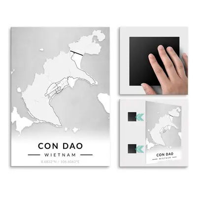 Plakat metalowy Mapa B&W Con Dao L