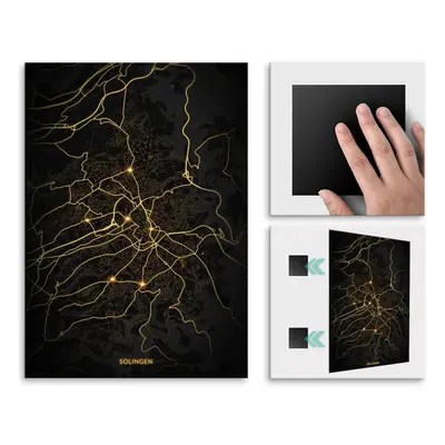 Plakat metalowy Mapa City Lights Solingen L