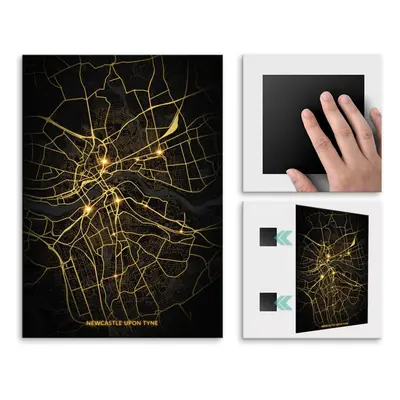 Plakat metalowy Mapa City Lights Newcastle upon Tyne L
