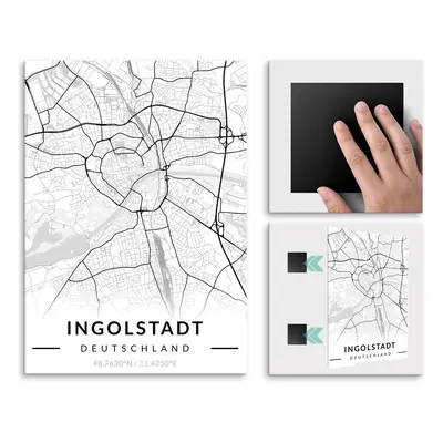 Plakat metalowy Mapa B&W Ingolstadt M