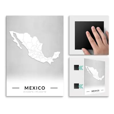 Plakat metalowy Mapa B&W Meksyk L
