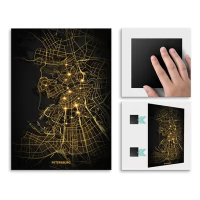 Plakat metalowy Mapa City Lights Petersburg L