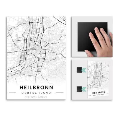 Plakat metalowy Mapa B&W Heilbronn L