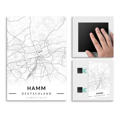 Plakat metalowy Mapa B&W Hamm L