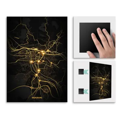 Plakat metalowy Mapa City Lights Würzburg L