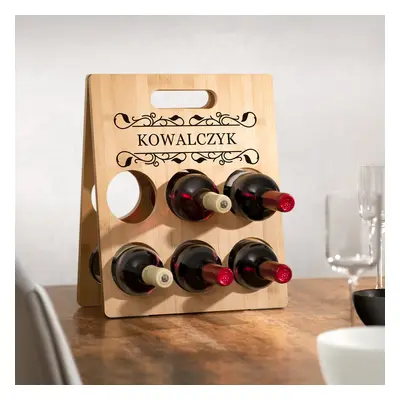 Drewniany stojak na wino z nadrukiem na prezent dla winiarza