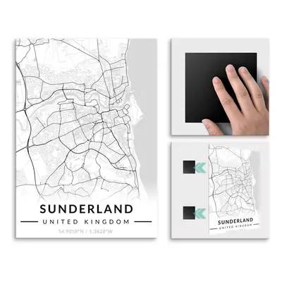 Plakat metalowy Mapa B&W Sunderland L