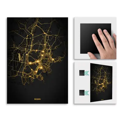 Plakat metalowy Mapa City Lights Pusan L