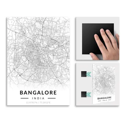 Plakat metalowy Mapa B&W Bangalore L
