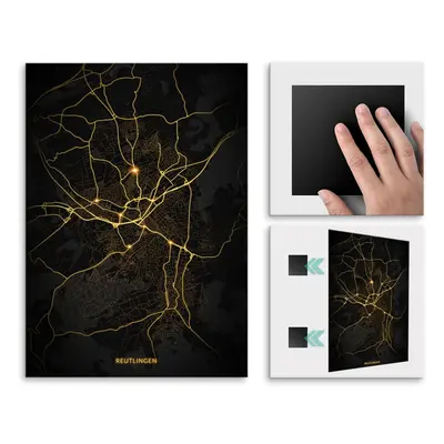 Plakat metalowy Mapa City Lights Reutlingen L
