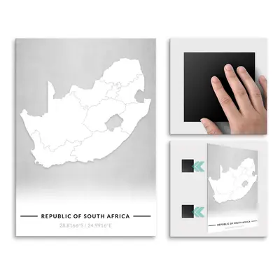 Plakat metalowy Mapa B&W Republika Południowej Afryki M