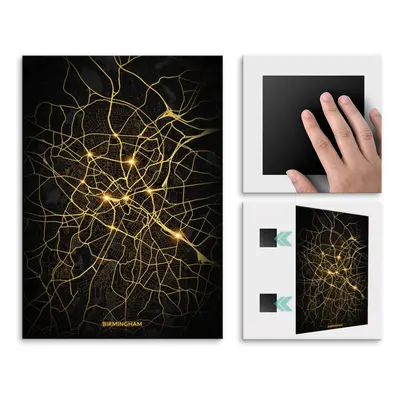 Plakat metalowy Mapa City Lights Birmingham L