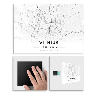 Plakat metalowy Mapa B&W Wilno M