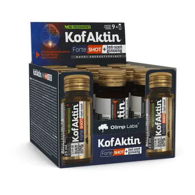 9 x Olimp Kofaktin® Forte Shot + żeń-szeń - 25 ml z sokiem Ampułka szklana