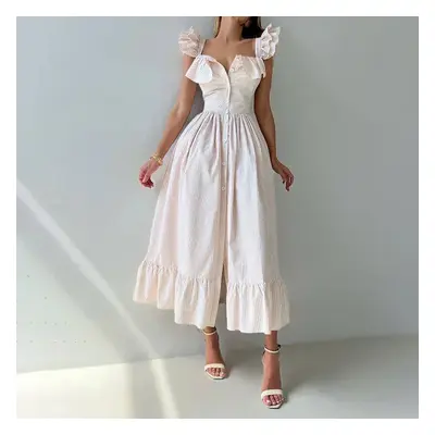 Elegancka koszulowa sukienka maxi - Biały L