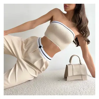 Elegancki komplet odzieży domowej - Kremowy M