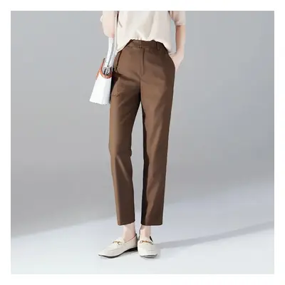 Eleganckie spodnie damskie ołówkowe - Brązowy L