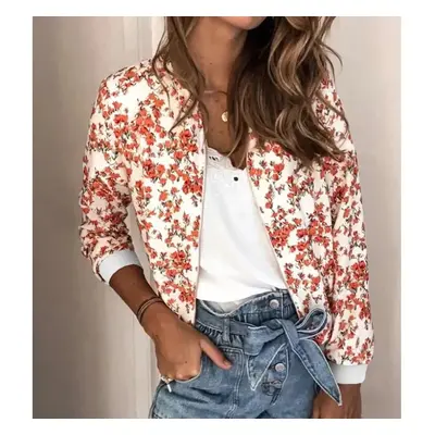 Modna kurtka damska bomberka rozpinana ze ściągaczem - Czerwony XL