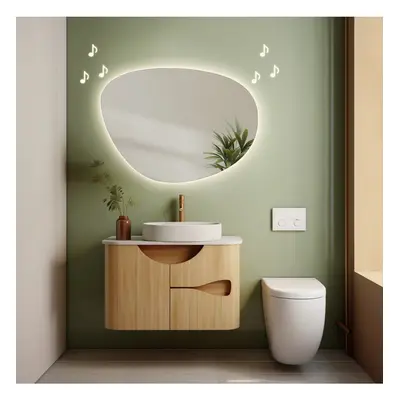 Lustro łazienkowe o nieregularnym kształcie z głośnikiem bluetooth - AGAT LED PREMIUM