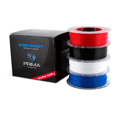 Easyprint PLA Value Pack Standard - 1.75mm - 4x 500 G (total 2 Kg) - White, Black, Red, Blue