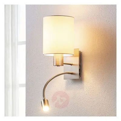 Materiałowa lampa ścienna Shajan z lampką do czyt.