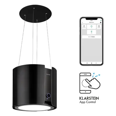 Klarstein Skyfall Smart, ostrovčekový digestor, ? 45 cm, recirkulácia, 402 m?/h, LED, čierny