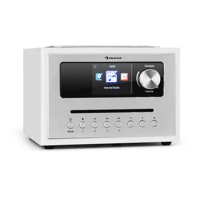 Auna Silver Star CD Cube, rádio, bluetooth, HCC displej, biele