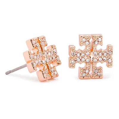 Kolczyki TORY BURCH - Crystal Logo Stud Earring 53423 Rose Gold/Crystal 696