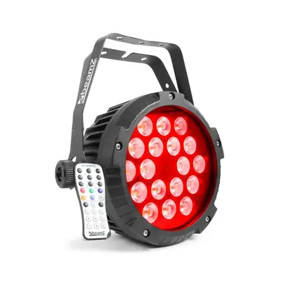 Beamz BWA418 LED PAR, reflektor, 18x12W, 4v1, LED svetlá, RGBW, IP65, čierna farba